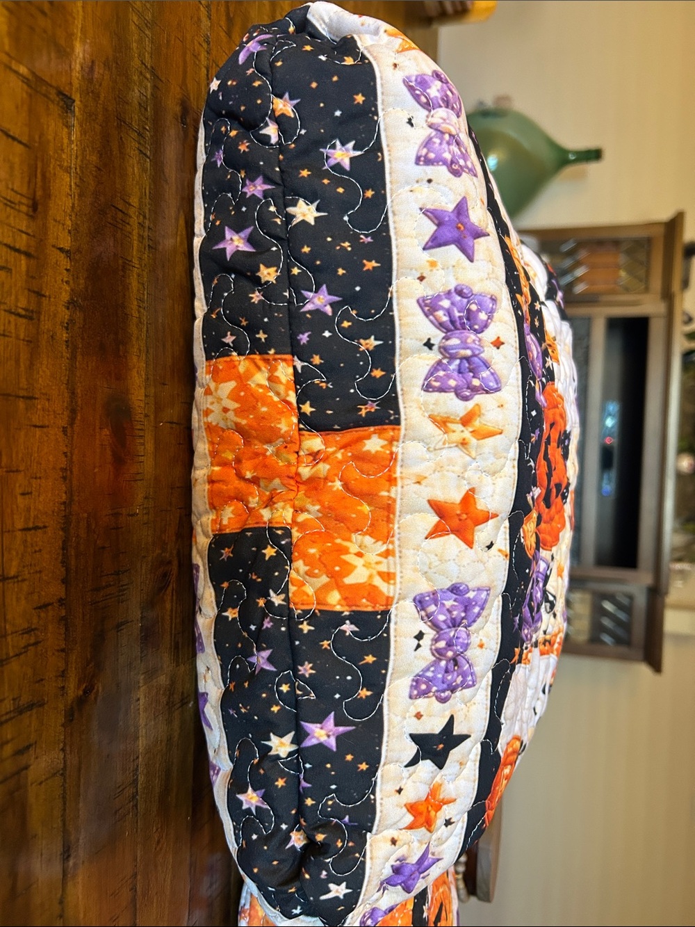 Quilted Halloween Tote & Cosmetic Bag in Halloween Colors | Orange & Purple - Picture 6 of 16